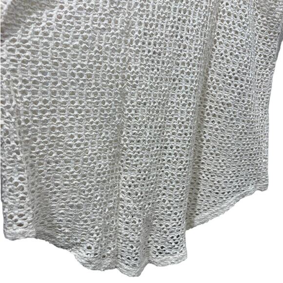 Open Knit Womens Top Size L/XL Neutral Razor Crochet Cover-up Boho Tank - Picture 5 of 8